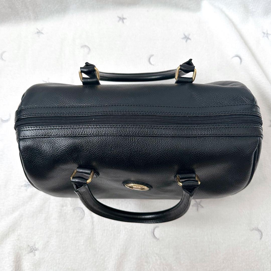 バーバリーズ　ミニボストンバッグ　黒　ゴールド金具　レザー　ノバチェック