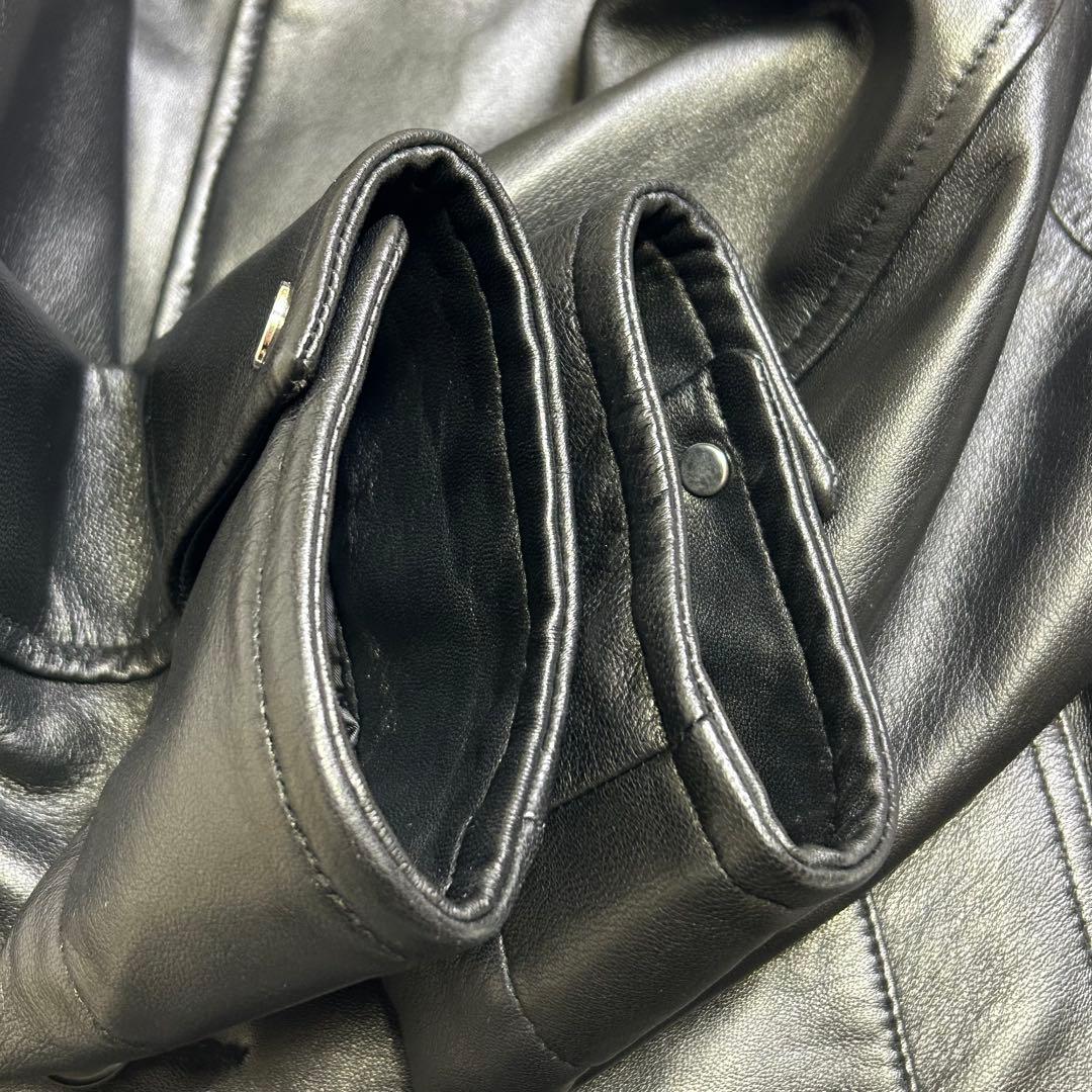 ナノユニバース レザー カーコート 羊革 黒 M 本革 レザージャケット