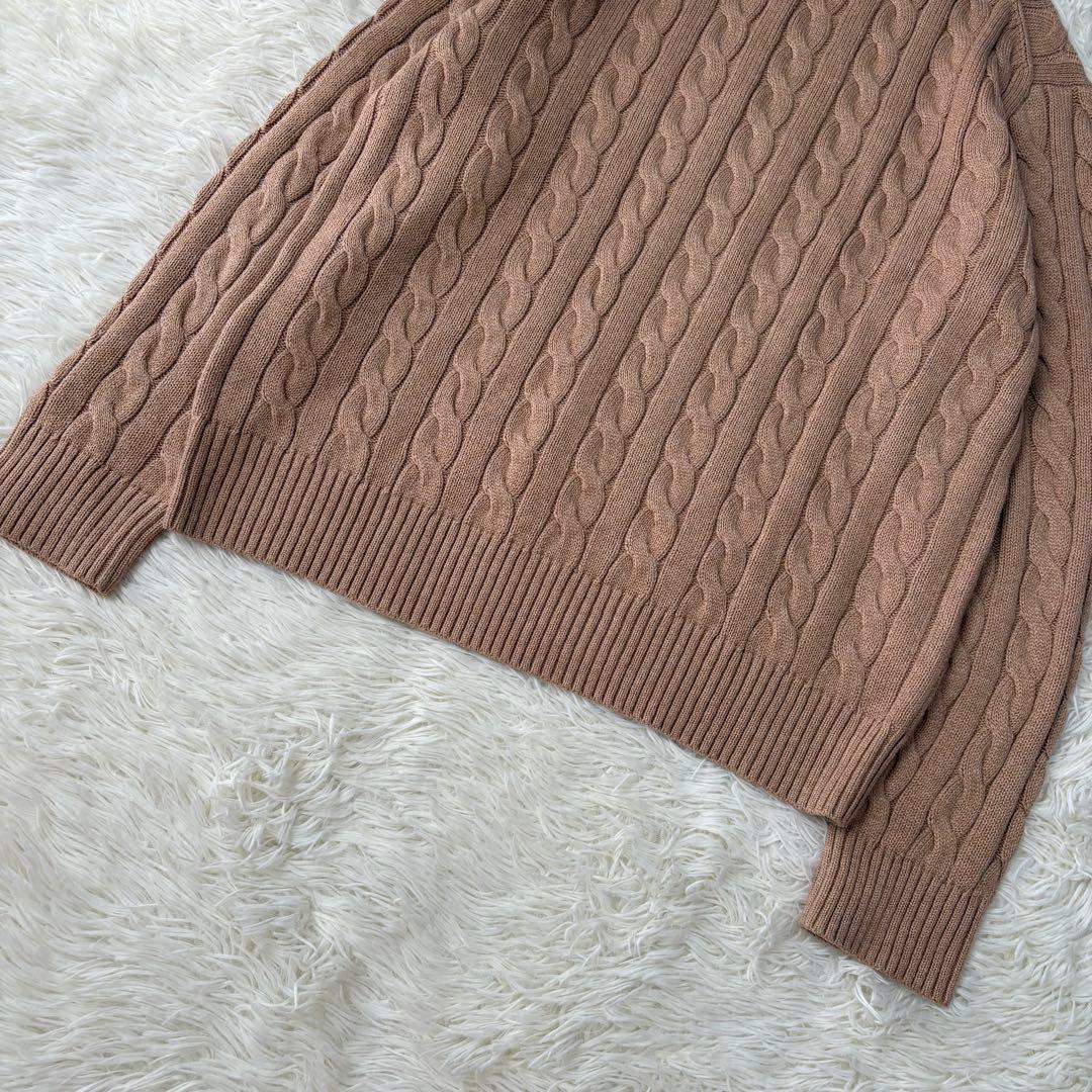 美品 ポロラルフローレン ハーフジップ ケーブルニット 現行 キャメル L