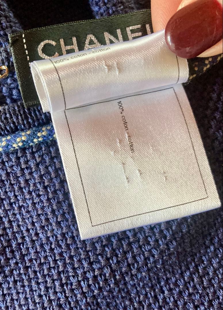 CHANEL サマーニット ノースリーブ ワンピース ドレス 36 ネイビー