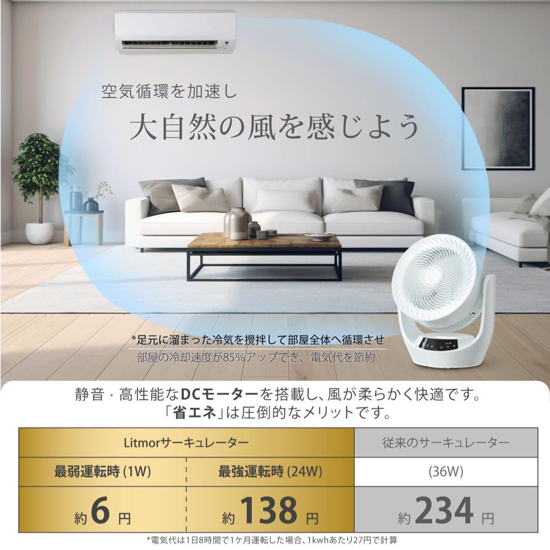 Polar Cedar サーキュレーター 360度首振り 静音 ミントブルー