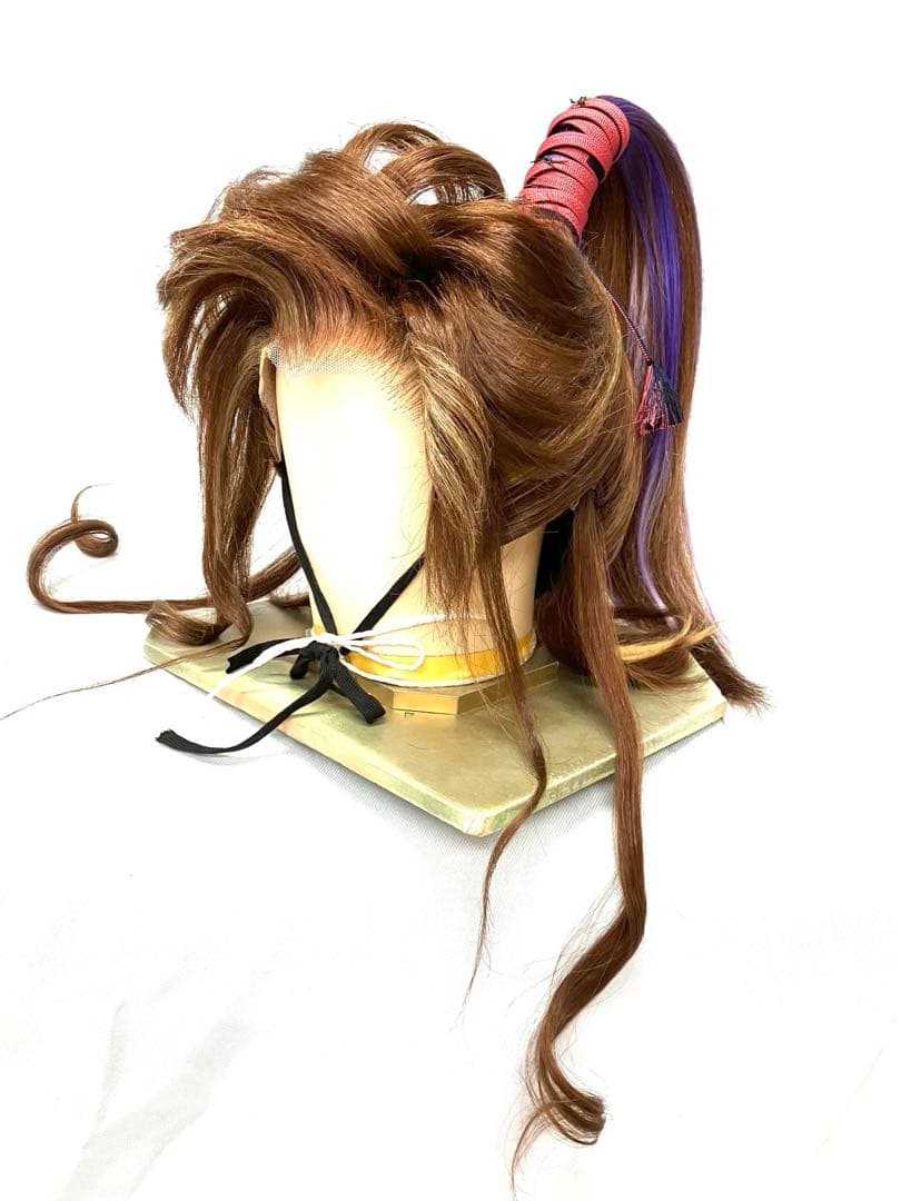 創作グラデーション、耐熱パープルプラス、大サイズ、中古大衆演劇かつら、舞踊かつら