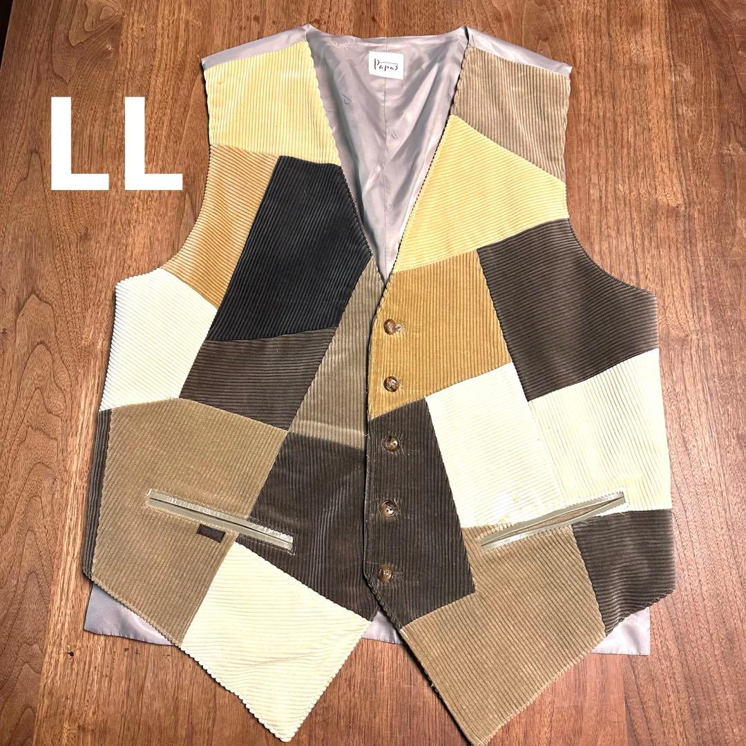 サ*ル様 【レア】Papas コーデュロイパッチワークベスト