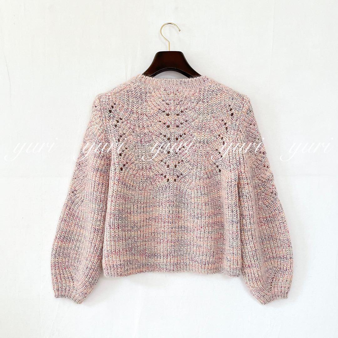 【1299】アナイ　モヘヤ+カラー杢地柄　プルオーバー　 36 ピンク