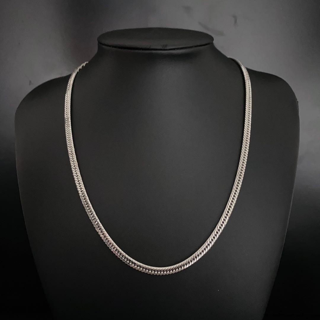 Silver925 12面トリプル 喜平ネックレス プラチナ仕上げ 中折