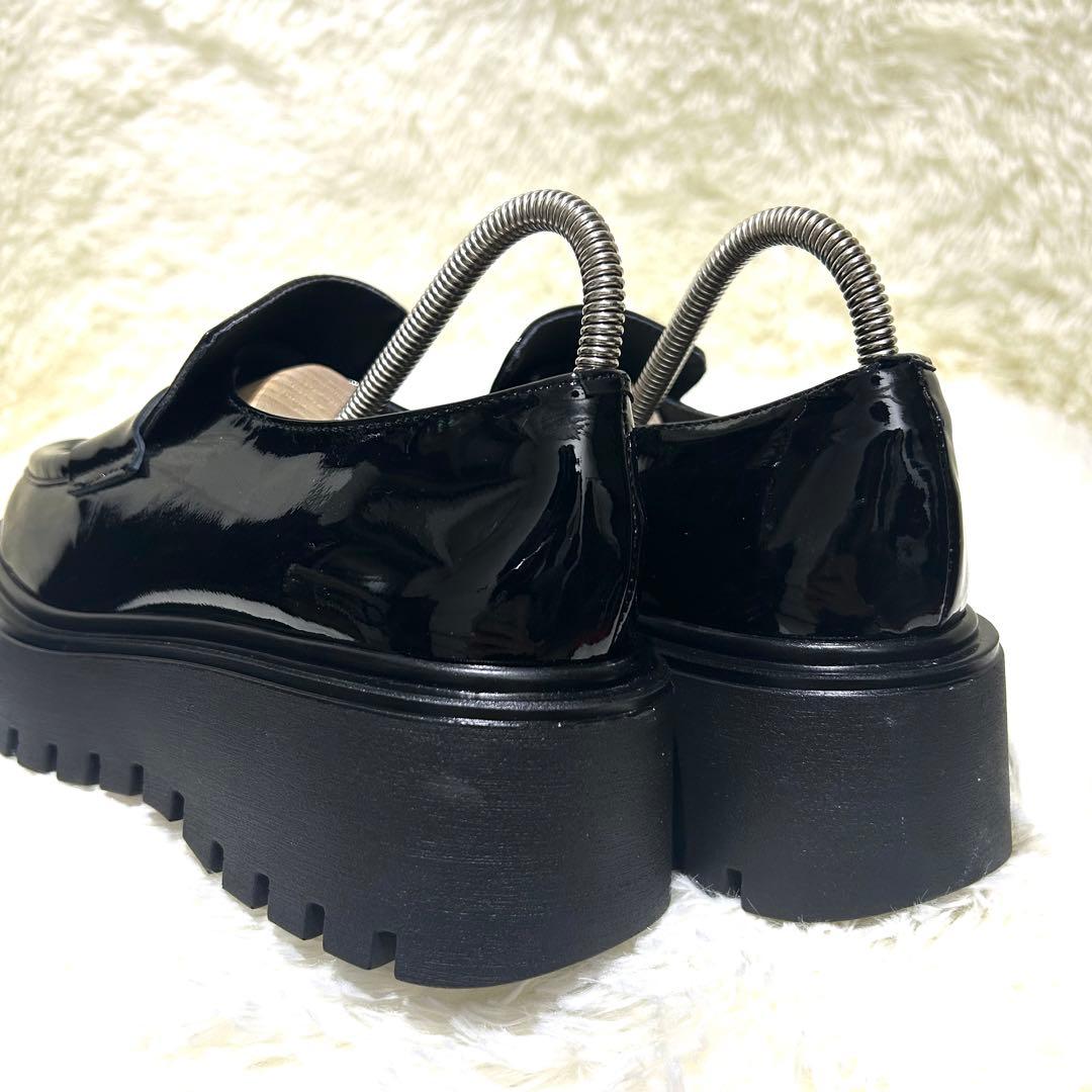 ほぼ新品✨コルソローマ CORSO ROMA 9 エナメル ローファー 厚底 黒