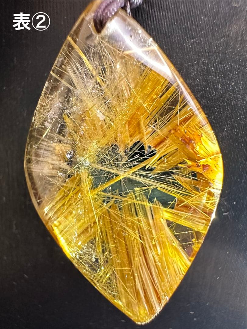 ルチルクォーツ リーフ型ペンダントネックレス