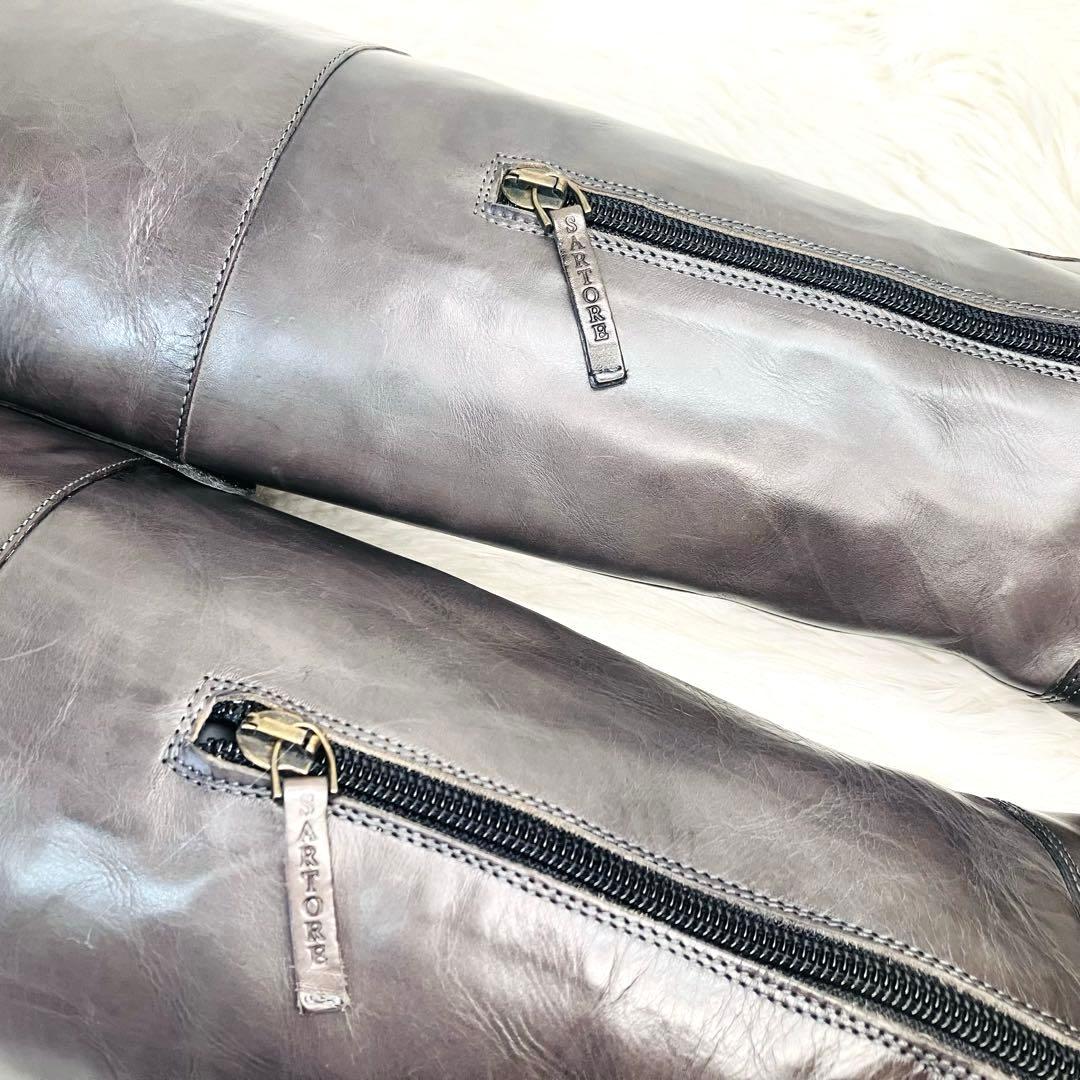 【希少色】SARTORE 38 グレージュダブルストラップ　サイドジップ　ロング