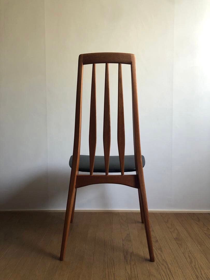 北欧デンマーク ヴィンテージ EVA エヴァチェア 黒革張り チーク材オイル仕上