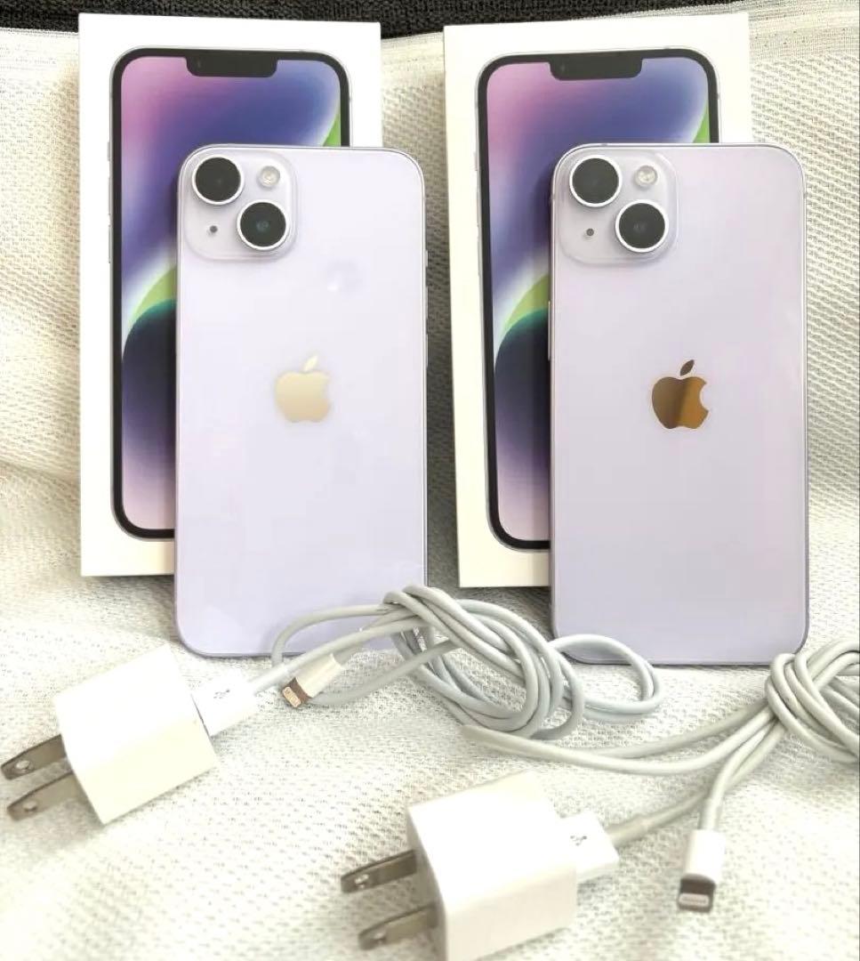 Apple iPhone14【2台】128GB パープル　充電器付き 美品