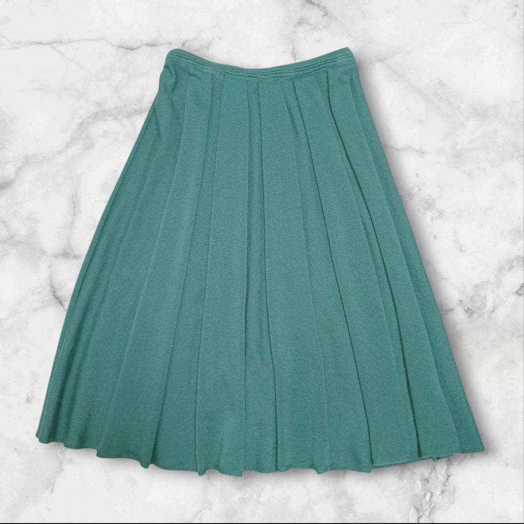 美品✨️MALO プリーツスカート 緑 40 カシミヤ100% 高級 防寒