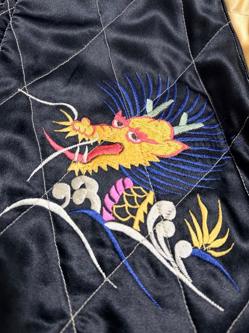 美品 テーラー東洋 2面用 虎龍鷲 地図 日本限定 スカジャン 別珍 サテン