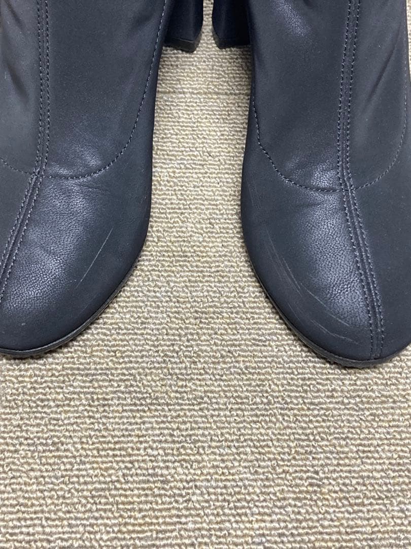 美品　MM6 ラウンドトゥ　フェイクレザー　アンクルストレッチ　ブーツ　37