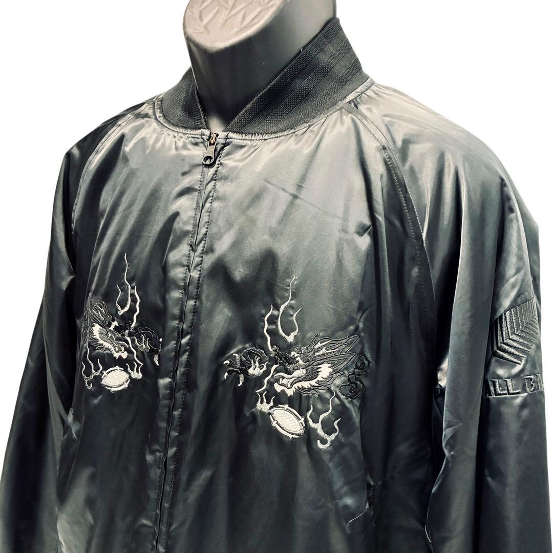 【美品】アディダス スカジャン 中綿ジャケット 刺繍ロゴ 龍 サイズXL相当