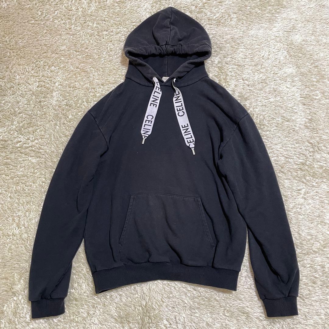 セリーヌ ルーズ フーディー プルオーバー パーカー 紐ロゴ サイズL