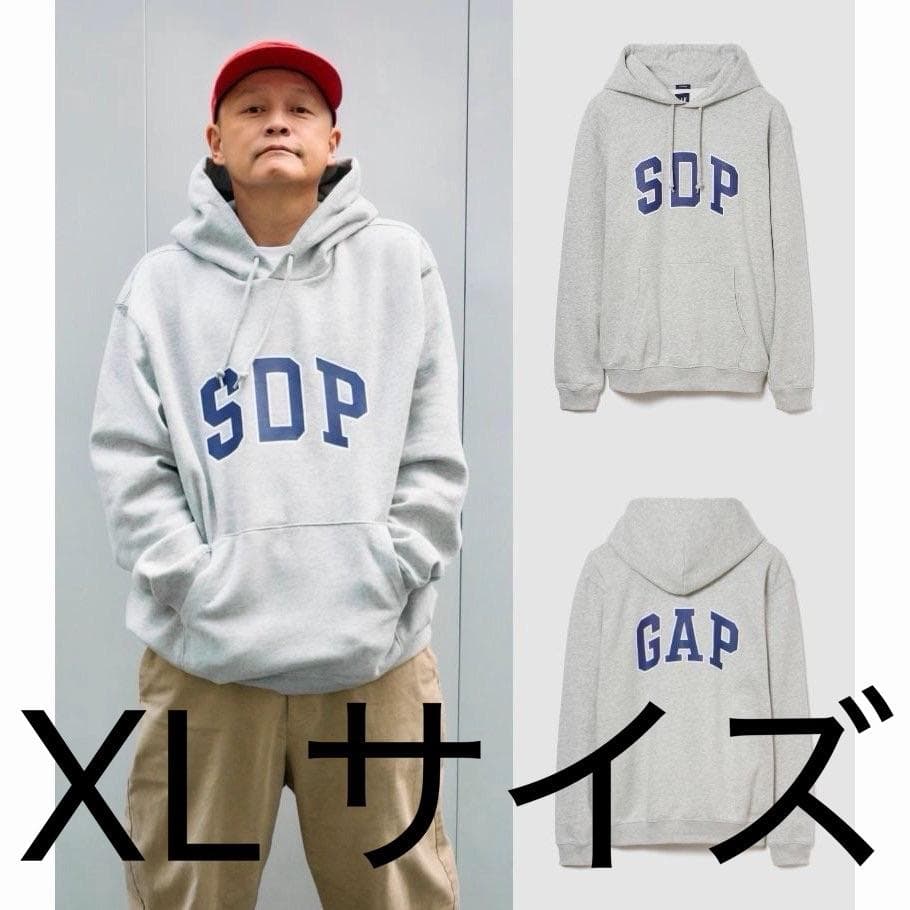 GAP x スチャダラパー アーチロゴ フード付パーカー グレー XLサイズ