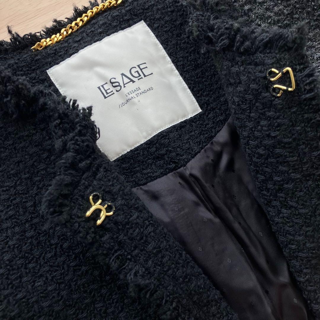 L'ESSAGE GIOLICAツイードBIGジャケット 黒