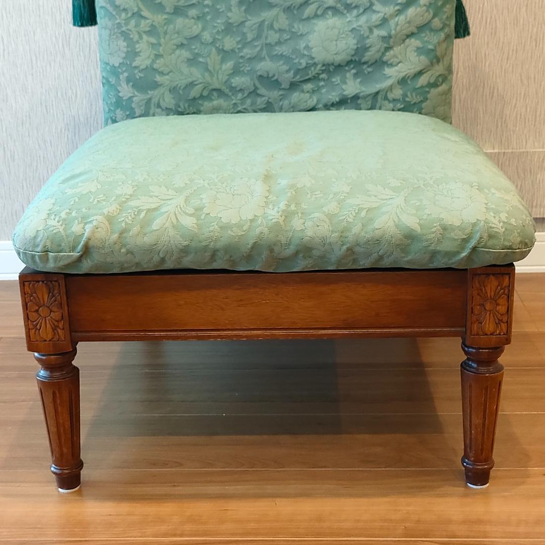 アンティーク　一人掛けソファ　ミントグリーン　ローチェア①