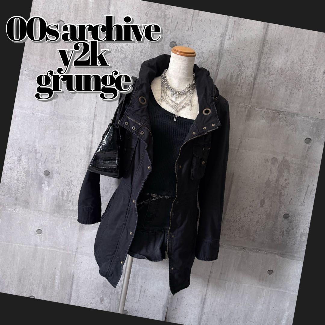 00s 平成ギャル ミリタリージャケット ボリュームネック ギミックy2k