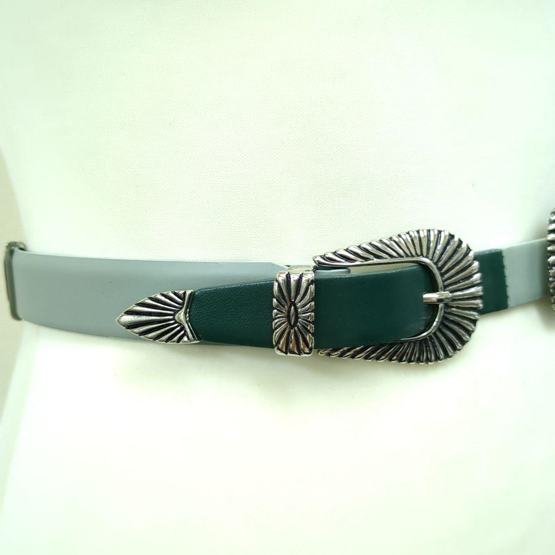 TOGA PULLA トーガプルラ ダブルバックルベルトグリーン 65～67.5