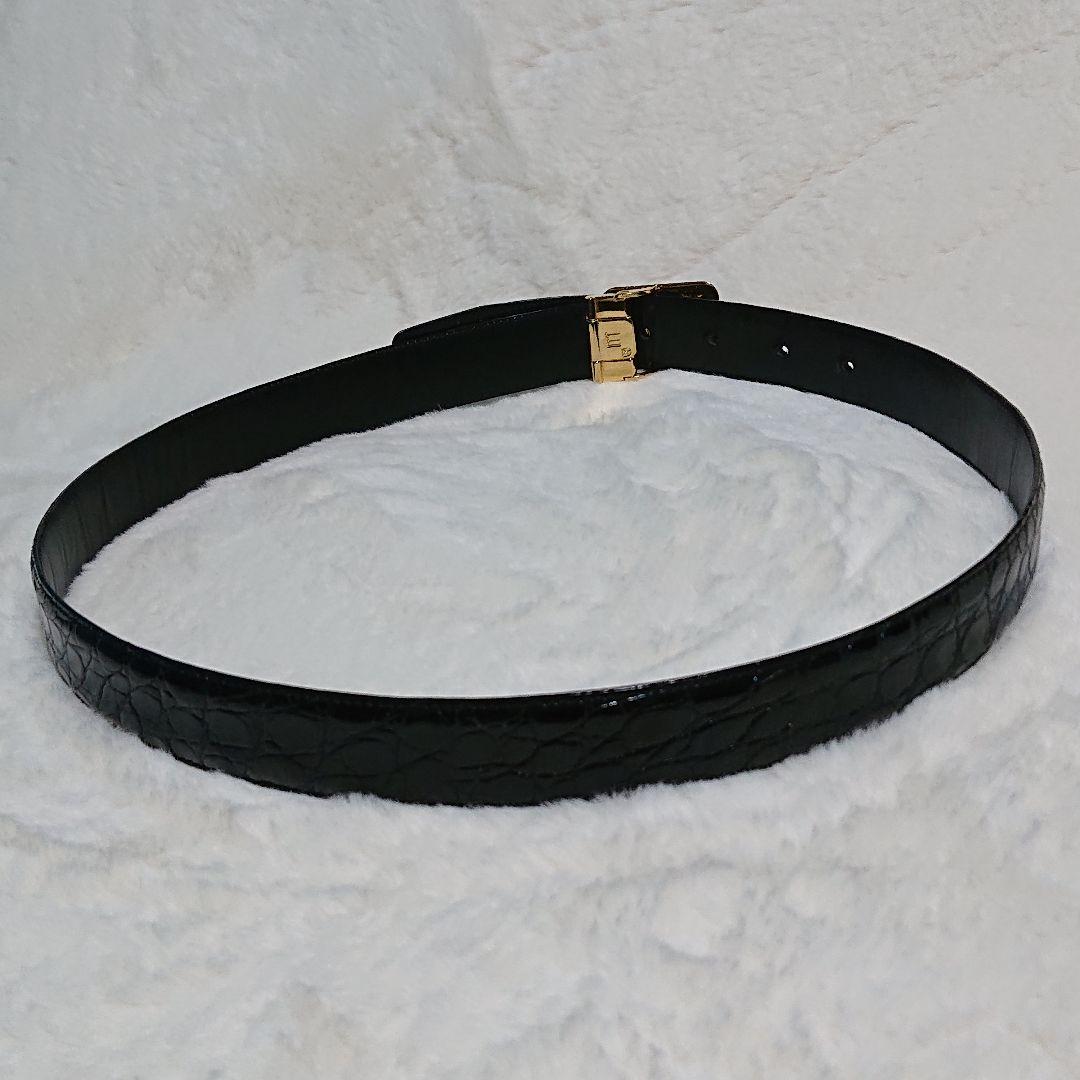 ダンヒル クロコダイルベルト ゴールドバックル dロゴ ブラック