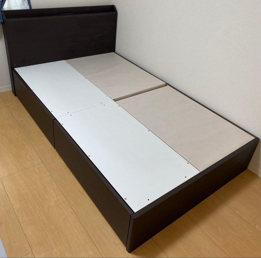 【良品】ニトリ セミダブルベッド ベッドフレーム ダークブラウン