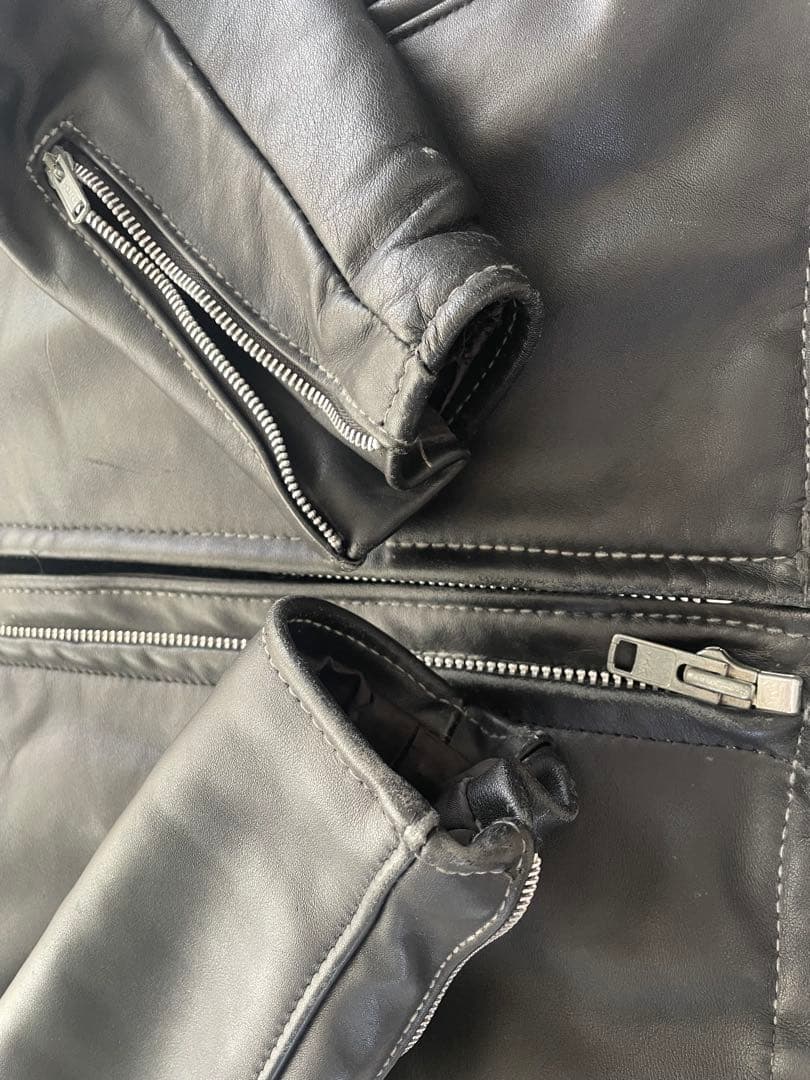 Schott ブラックレザー シングルライダースジャケット 36