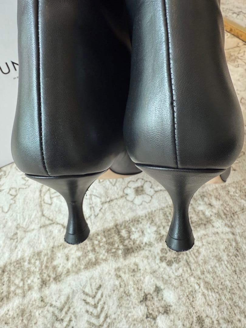 美品　ワイドシャフトブーツ　ミドル　本革　ペリーコサニー