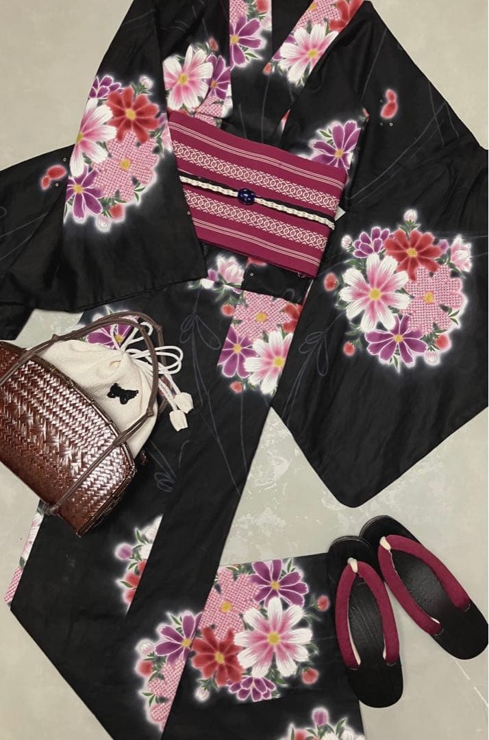 【NEW】Kansaiブランド浴衣 長身さんにおすすめ身丈165綺麗なコスモス柄