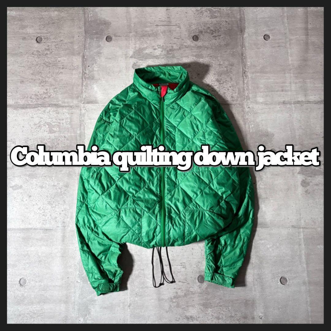 Columbia ダイヤキルト ダウンジャケット 短丈 ドローコード y2k 緑