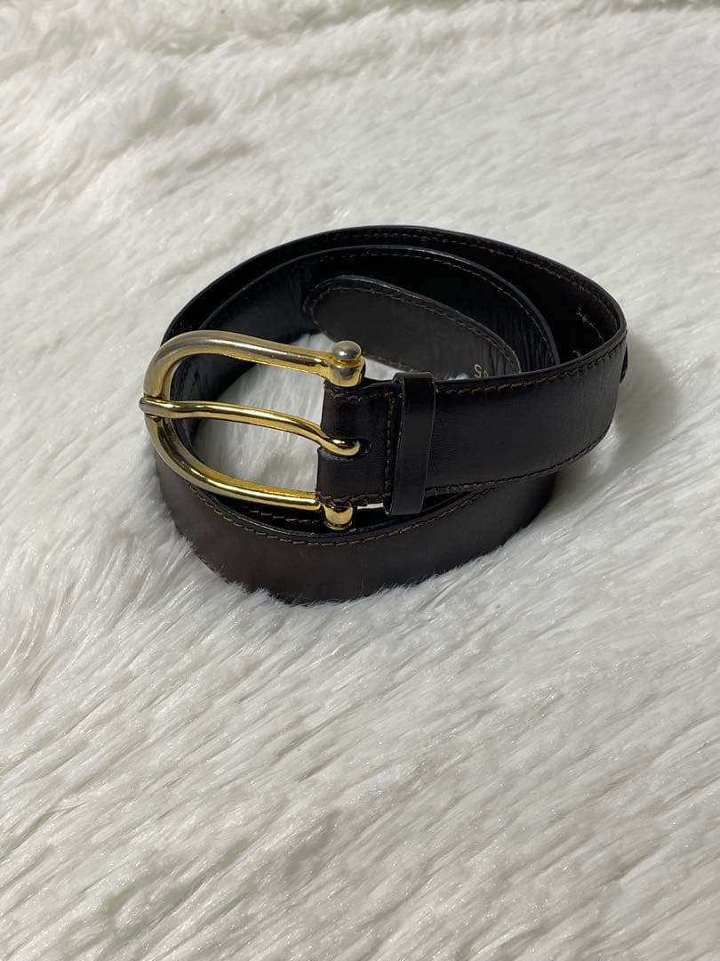 CELINE セリーヌ 本革 レザーベルト ダークブラウン イタリア製