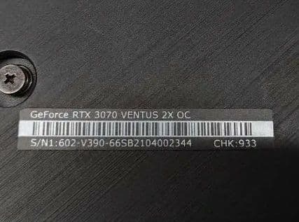 【ゲーム未使用】MSI GeForce RTX 3070 VENTUS　動作良好