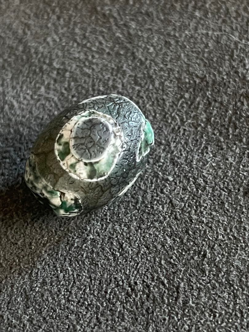 龍紋三眼天珠　エッチド技法染め　出土系　護摩供養