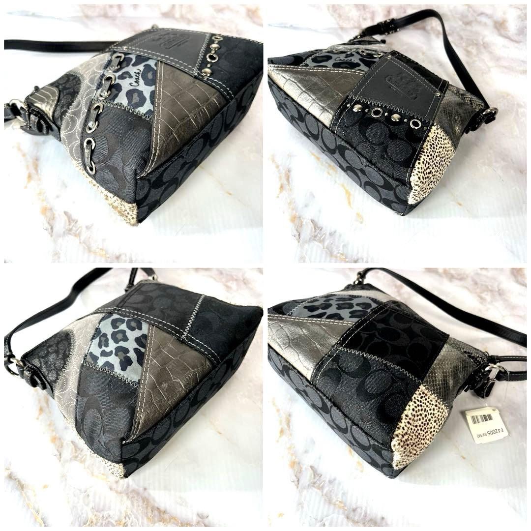 【希少・未使用】COACH アクセサリーポーチ パッチワークアニマル柄 ブラック