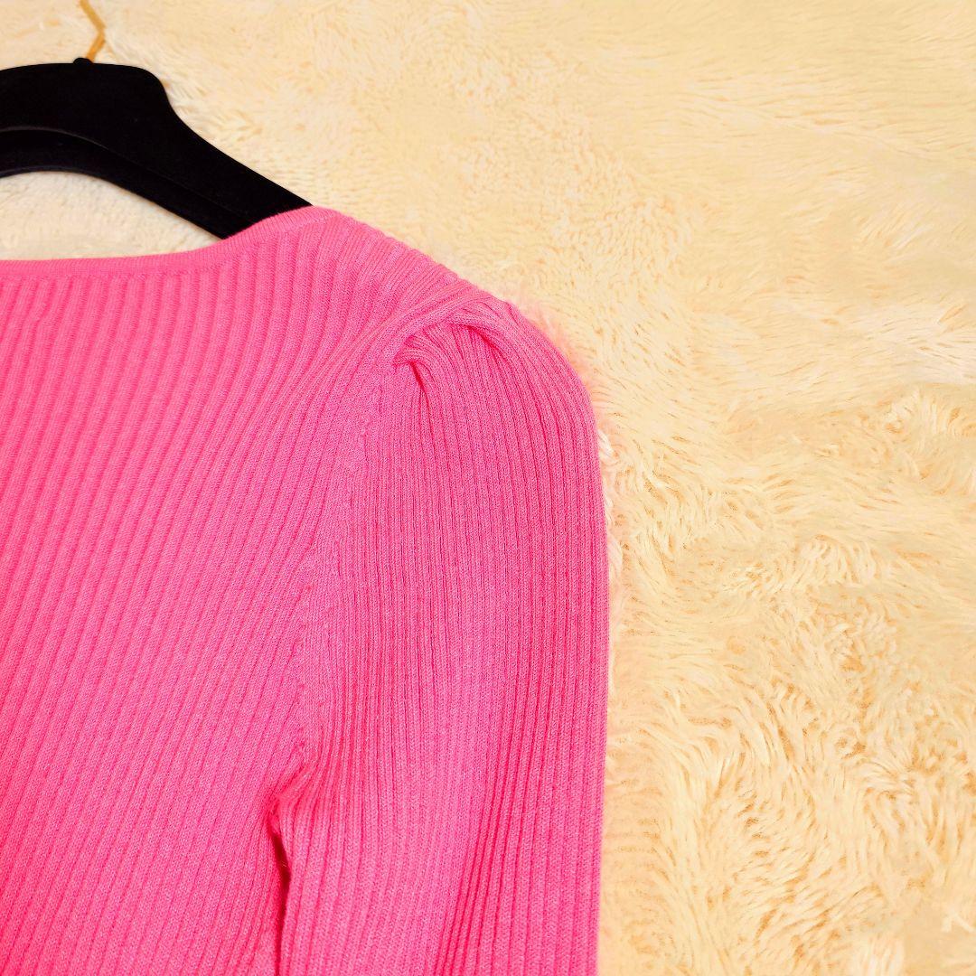 M'S GRACY ウエスト リボン リブニット カットソー 38 ピンク