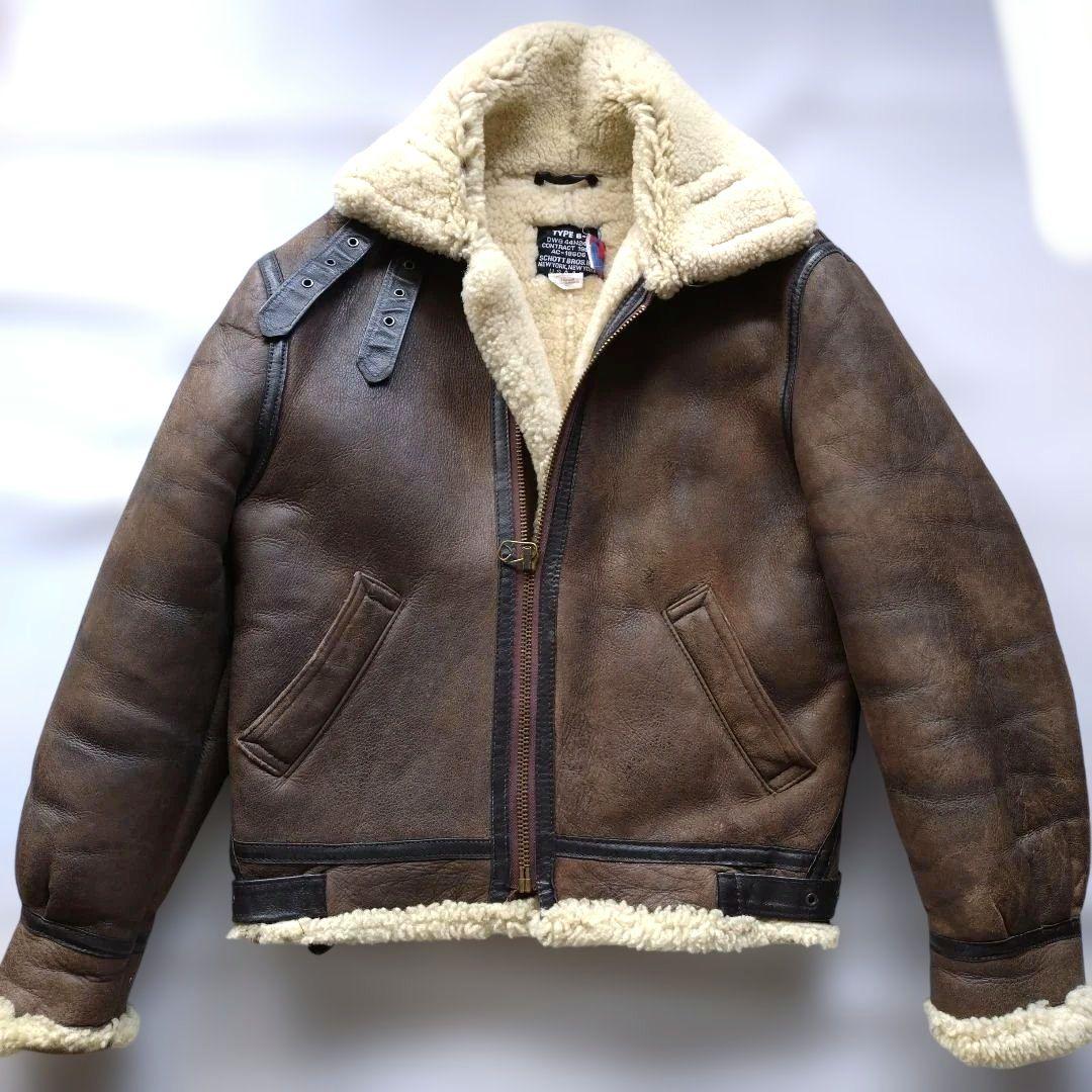 USA製✨Schott B-3ムートンフライトジャケット38レザー ブラウン