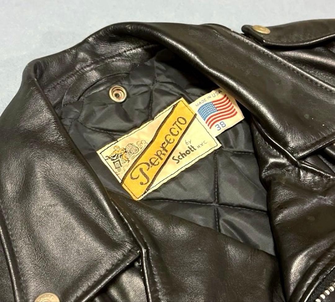 【70s~90s】Schott 618 ダブルライダースジャケット レザー 黒