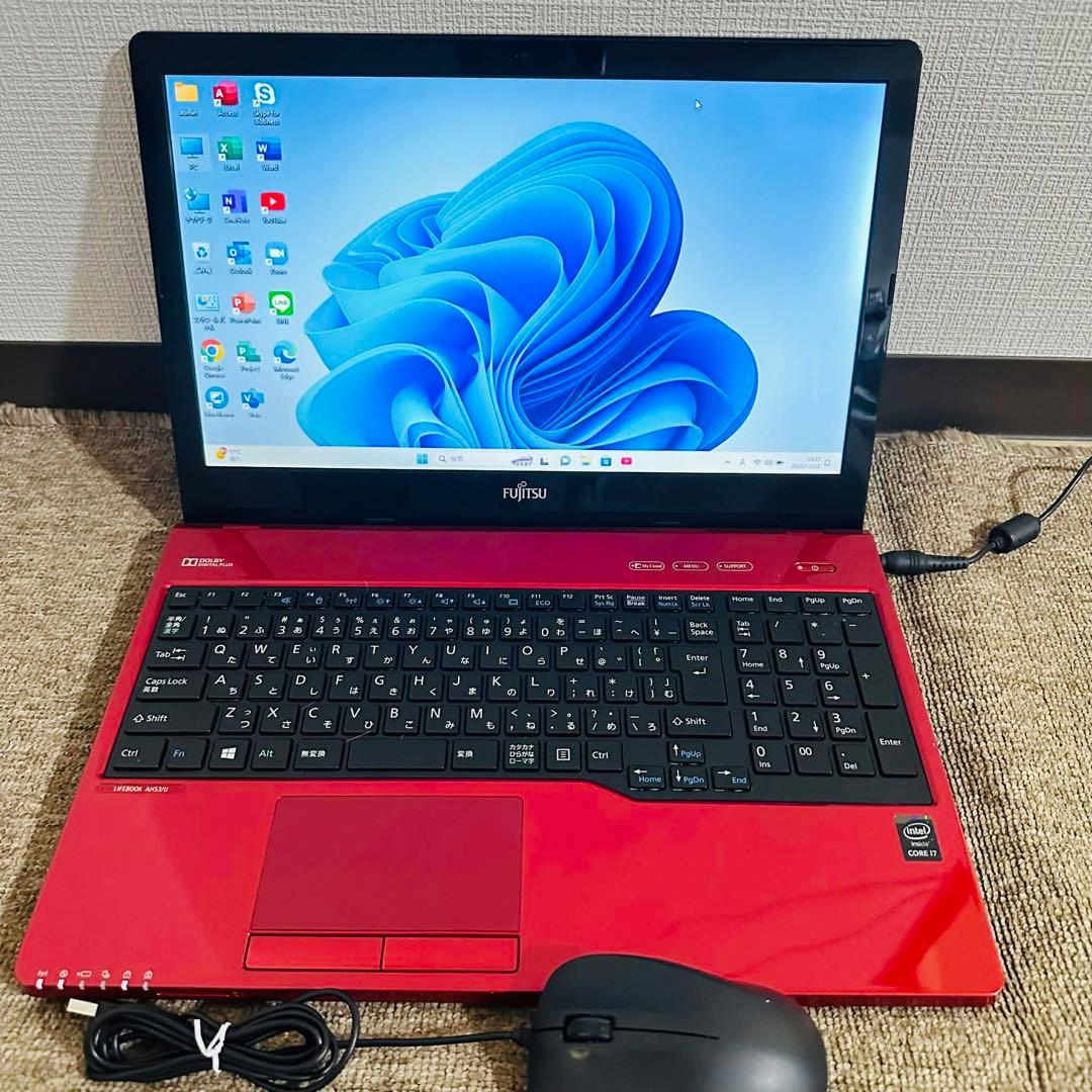S184 Fujitsuノートパソコンi7メモリ8G高速 WEBカメラWin11