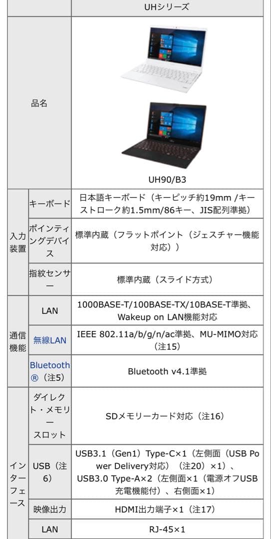【富士通】FUJITSU FMVU9B3WDA LIFEBOOK PC