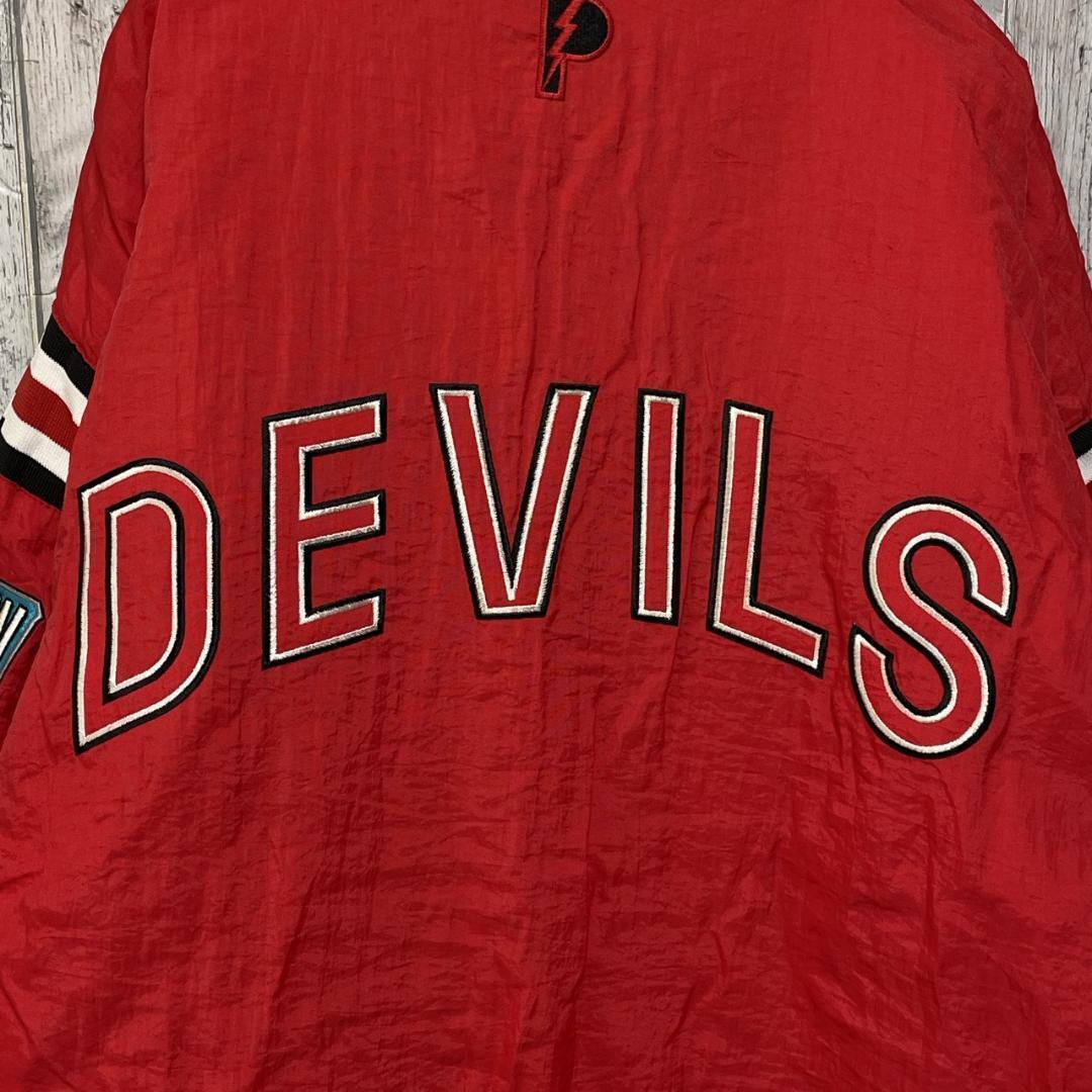 NHL デビルス リバーシブル ナイロンジャケット 中綿 刺繡 黒×赤 2XL