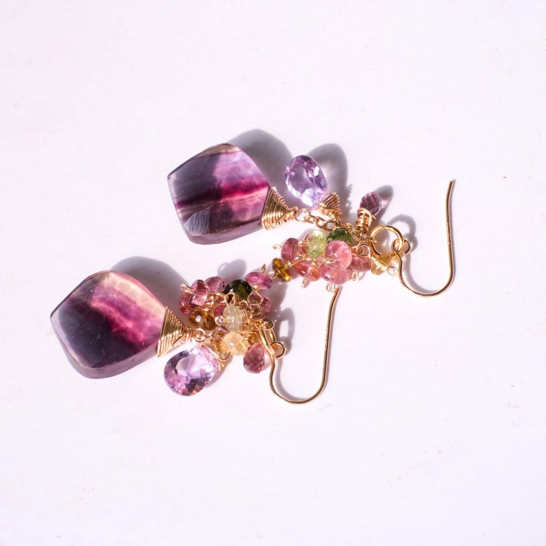 dino13 ♦︎14kgfレインボーフローライト/イヤリング