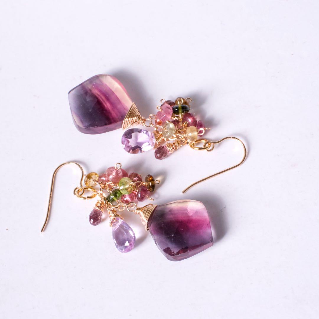 dino13 ♦︎14kgfレインボーフローライト/イヤリング