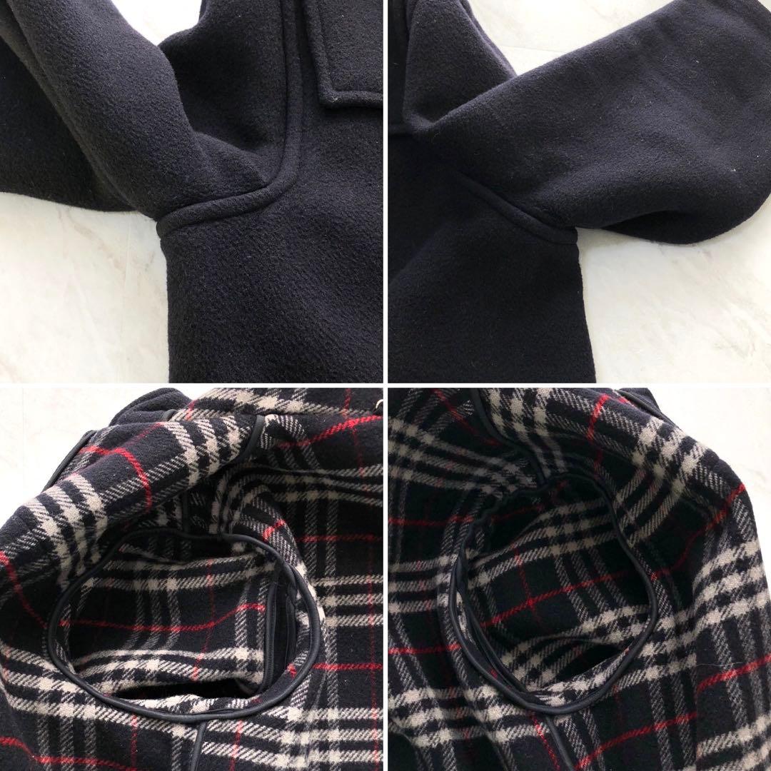 ✨美品✨バーバリー ダッフルコート ノバチェック ネイビー ウール Lサイズ