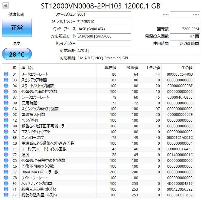 Seagate 3.5インチ内蔵HDD 12TB 4台セット