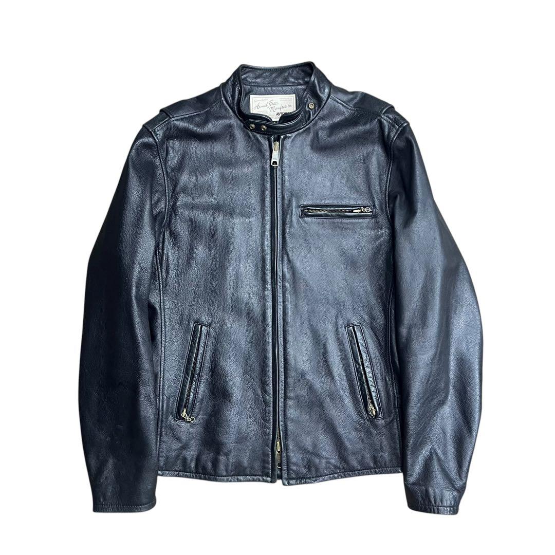 AVIREX ゴート レザー シングル ライダース ジャケット ブラック 44