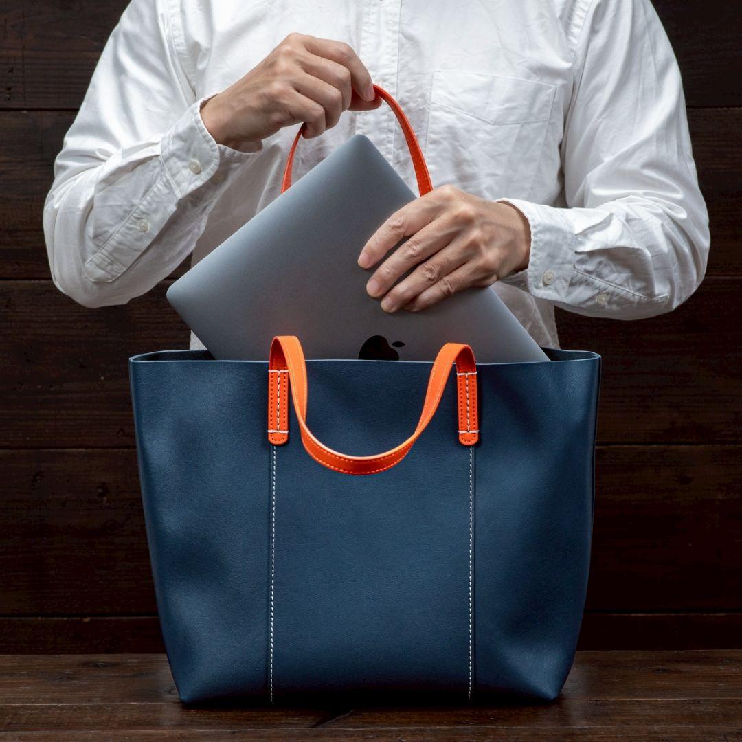 インディゴブルー 本革 イタリアンレザー メンズ 本革 メンズ トートバッグ