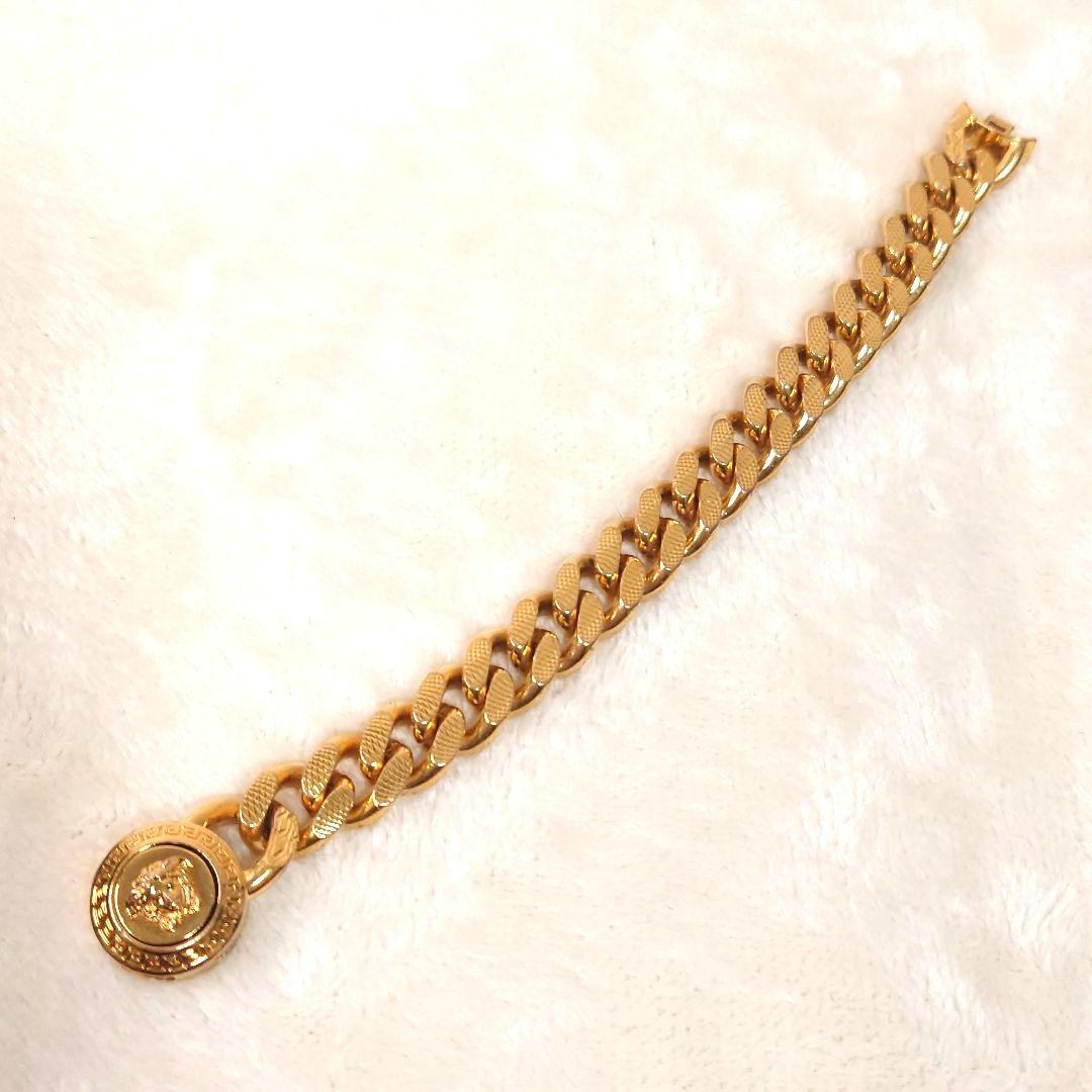【美品】ヴェルサーチ チェーンブレスレット 喜平 M メデューサ ゴールド系