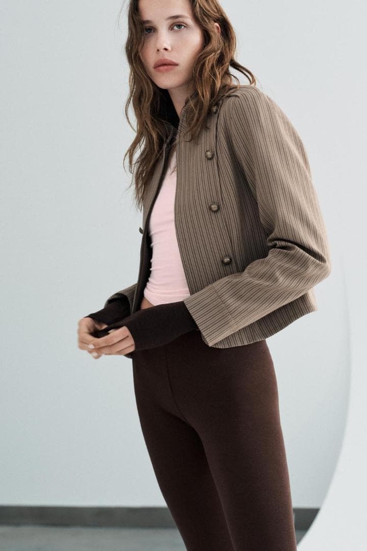 【ZARA】 ストライプ柄フィットブレザー M