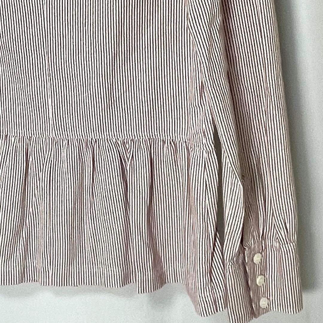 ミュウミュウ Q9 ストライプ フリルシャツ 長袖 イタリア製 40
