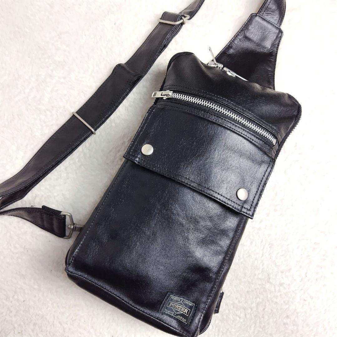 ✨美品✨ PORTER フリースタイル スリングショルダー 黒 ボディバッグ